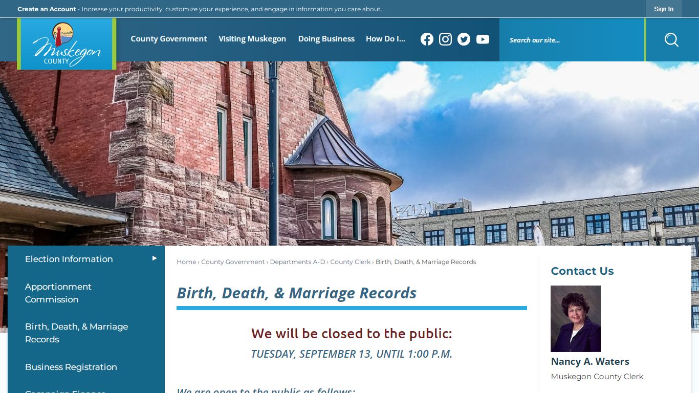 Birth, Death, & Marriage Records | Muskegon County, MI